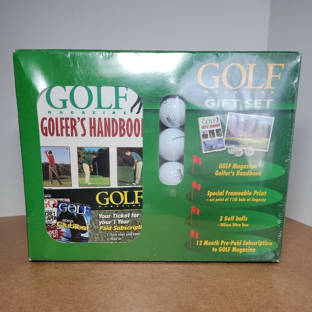 Sealed Golf Magazine Gift Set - Golfer's Handbook, Frameable Print, 3 Golf Balls